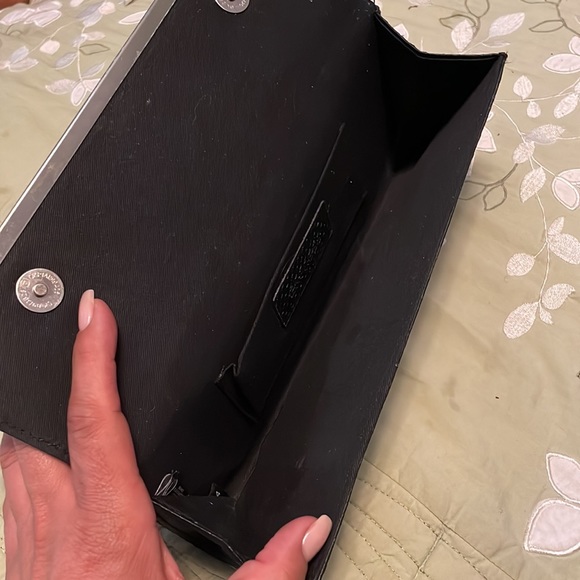 Express Black Faux Croc Leather Clutch Envelope Flap - Picture 6 of 9